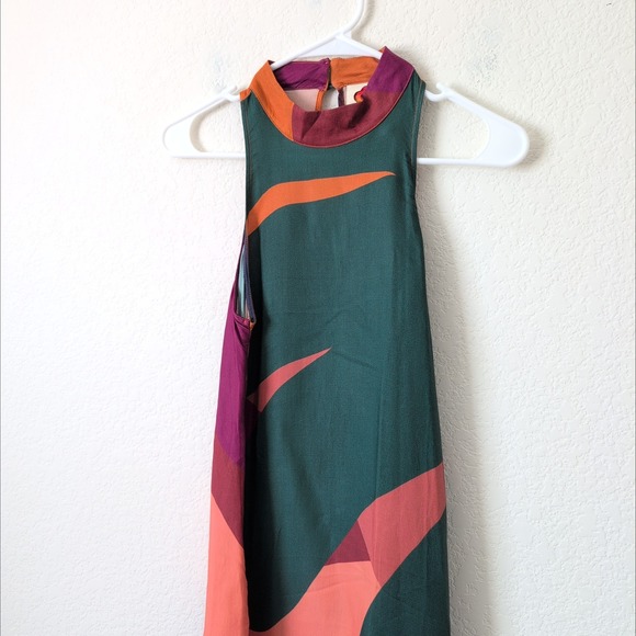 Farm Rio for Anthropologie Abstract Geometric High Neck Maxi Dress XS Multicolor - Picture 10 of 13